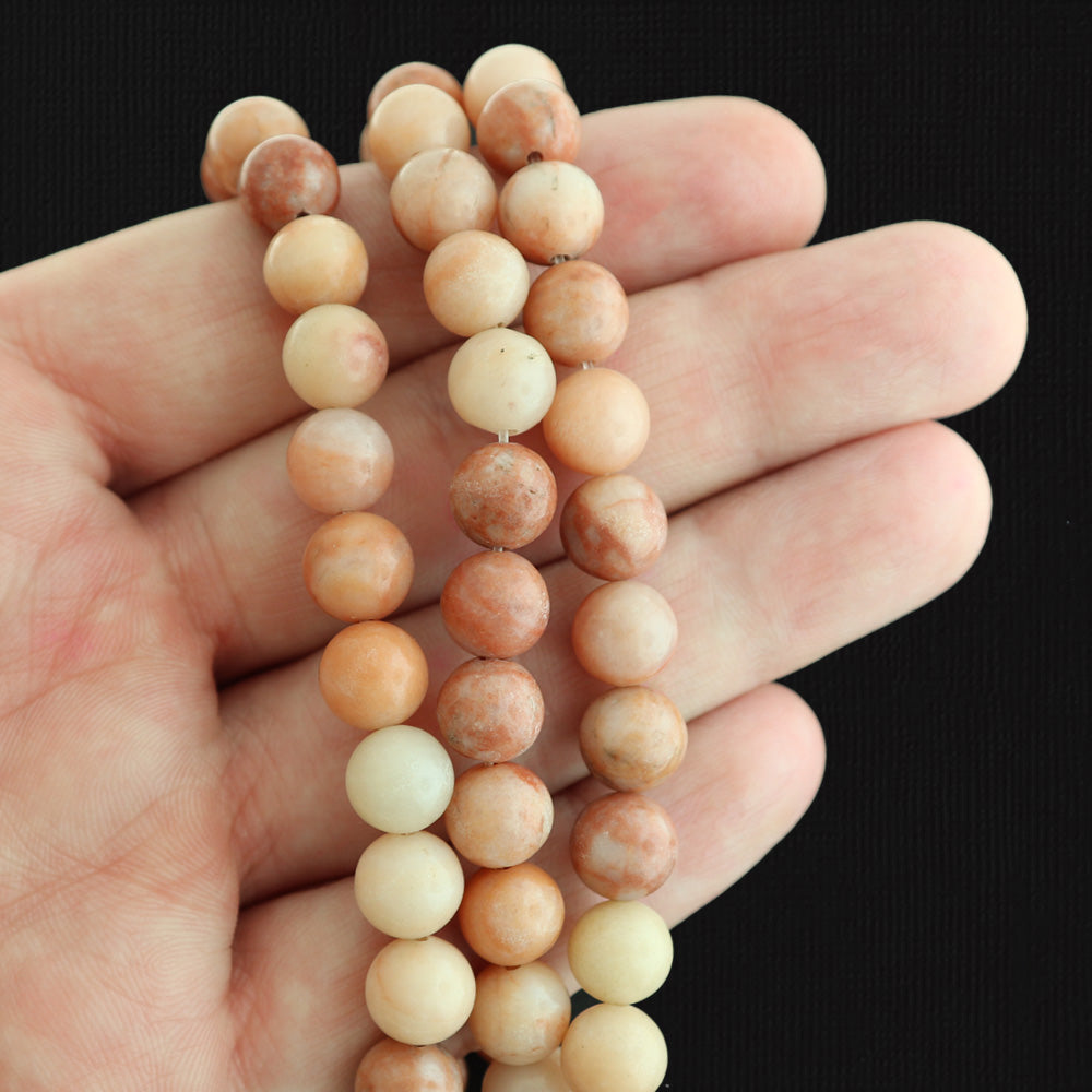 Round Natural Aventurine Beads 8mm - Earth Tones - 1 Stand 48 Beads - BD1727