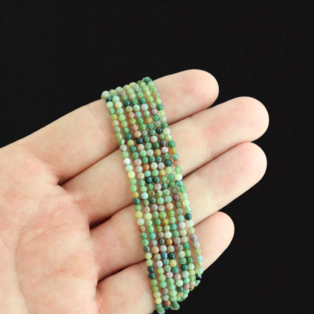 Round Natural Indian Agate Beads 4mm - Light Earth Tones - 1 Strand 184 Beads - BD1962