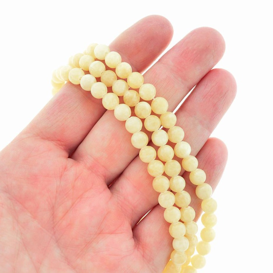 Perles rondes en jade naturel 6 mm - Vert pomme - 1 rang 66 perles - BD974