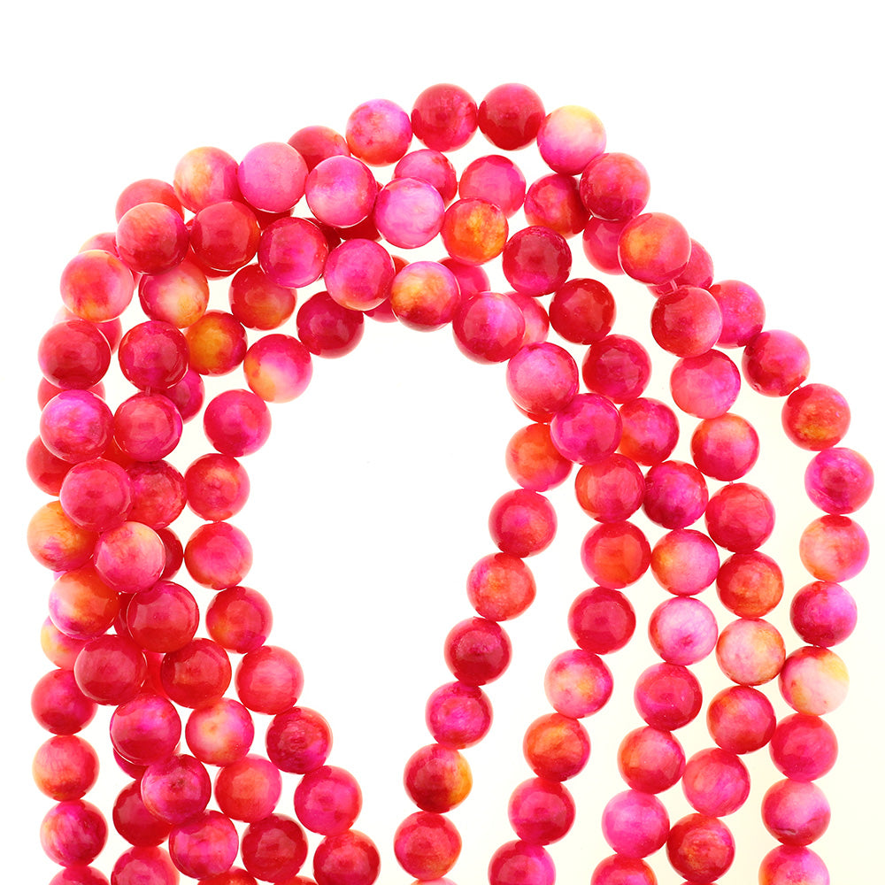 Round Natural Jade Beads 6mm - 10mm - Choose Your Size - Sunset Red Tones - 1 Full 15.7" Strand - BD2540