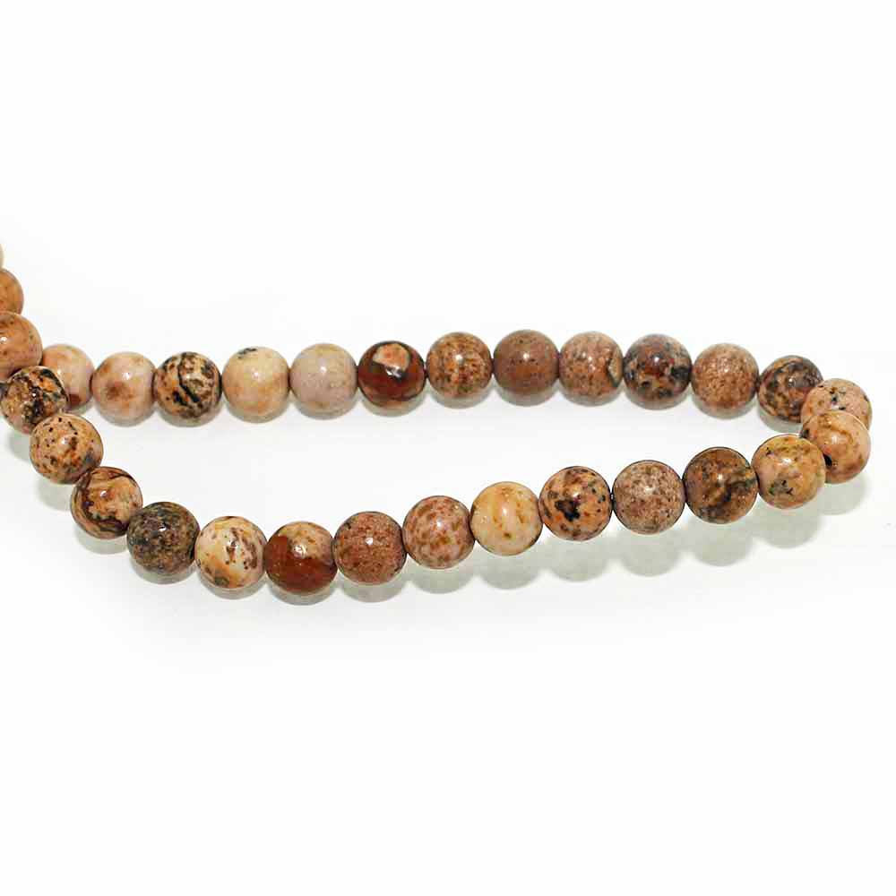 Round Natural Picture Jasper Beads 4mm - Earth Brown - 1 Strand 90 Beads - BD762