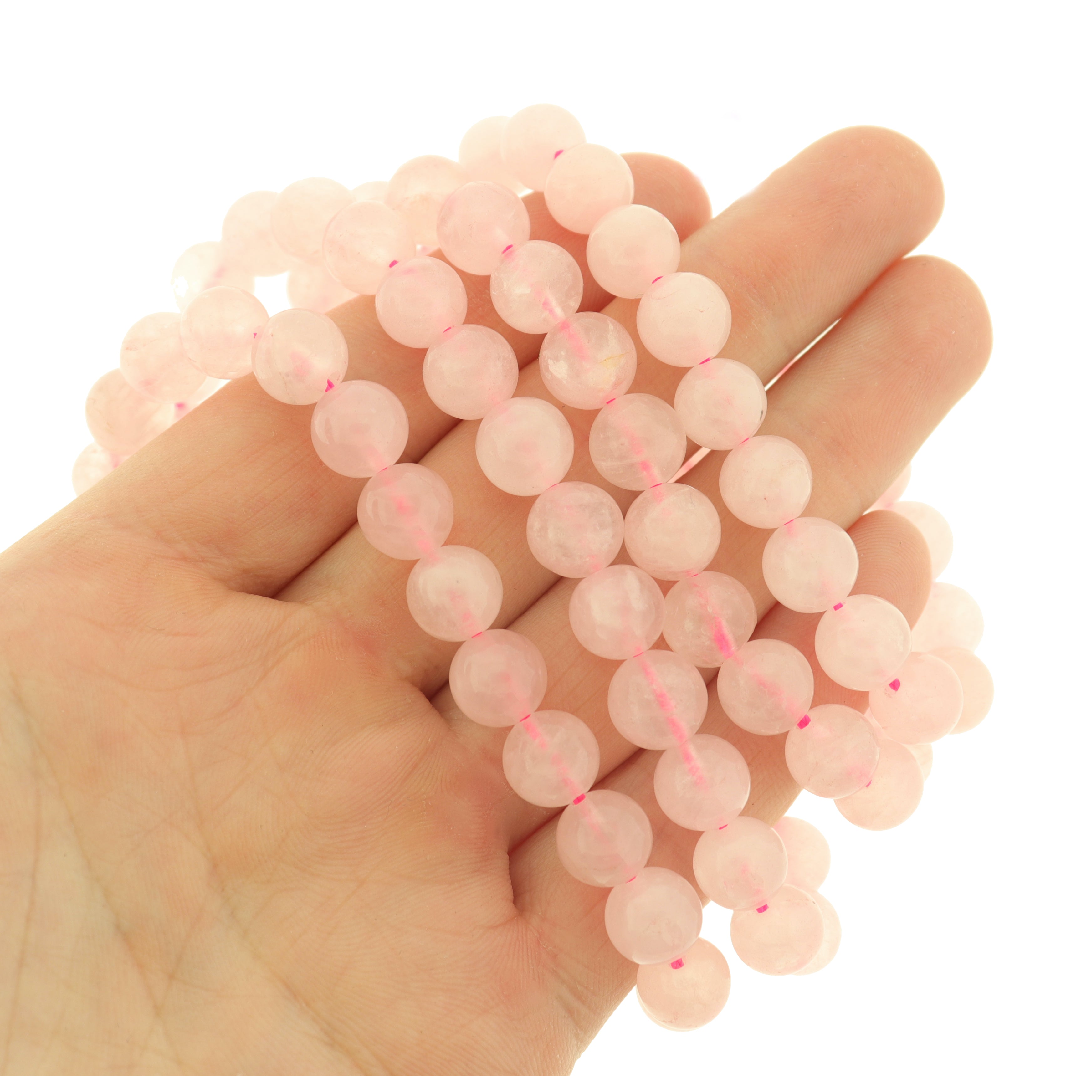 Round Natural Rose Quartz Beads 8mm - Full Strand 8" Approx. 24 Beads - BD121