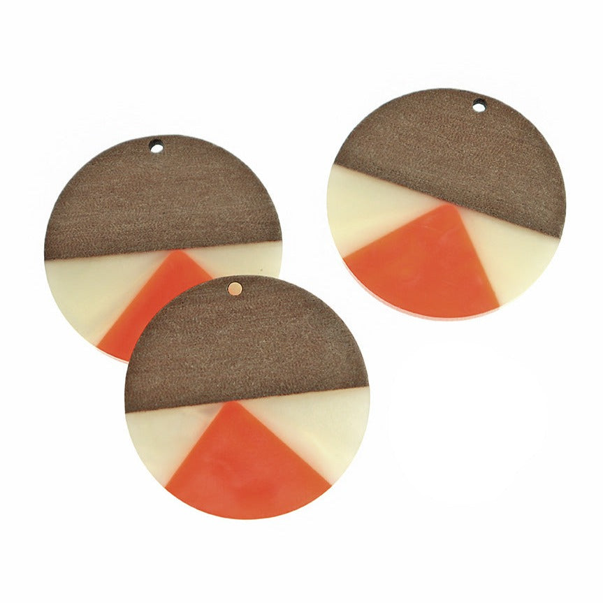 Round Natural Wood and Resin Charm - Choose Your Color!