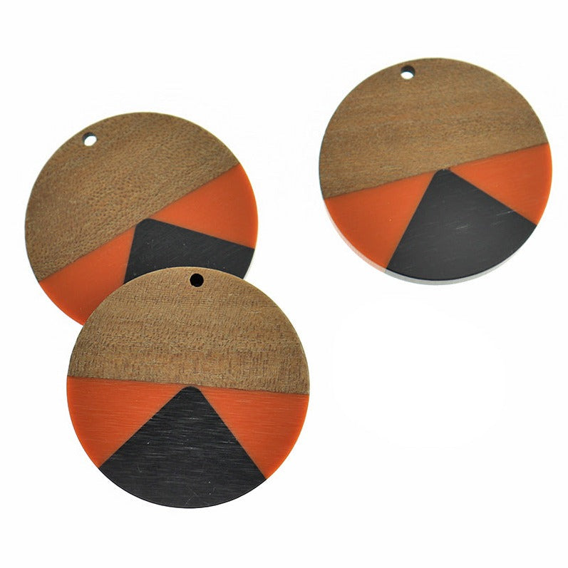 Round Natural Wood and Resin Charm - Choose Your Color!