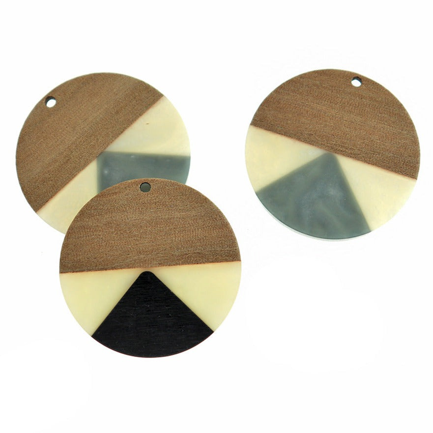 Round Natural Wood and Resin Charm - Choose Your Color!