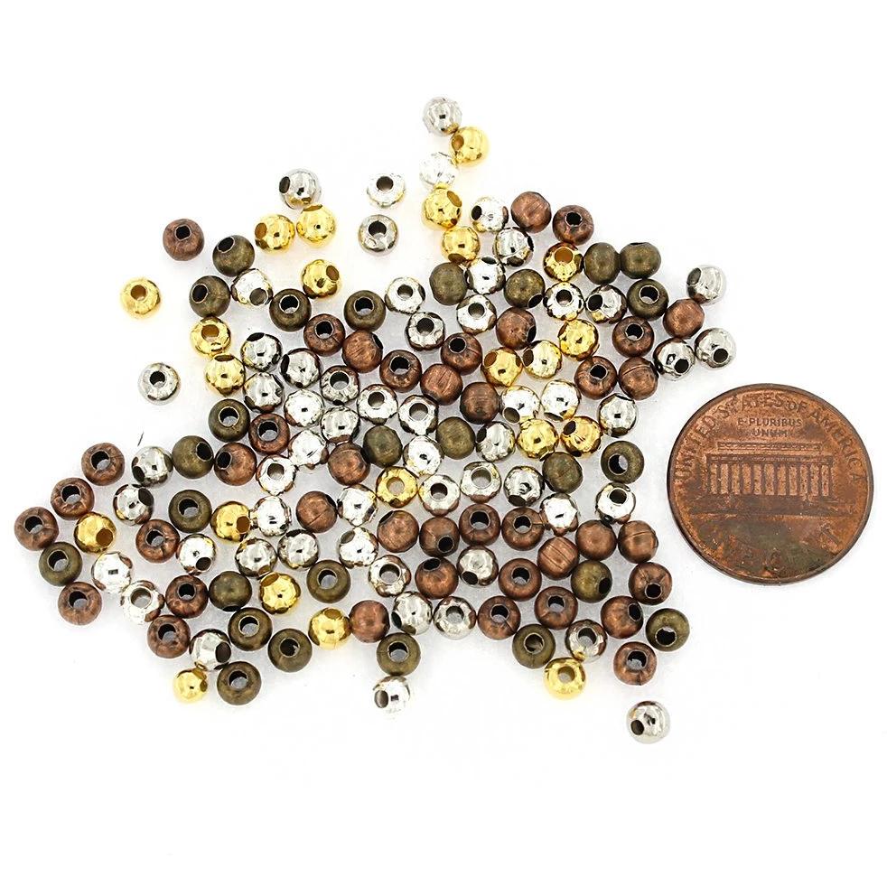 500 Round Spacer Beads 4mm x 4mm - Choose Your Tone!