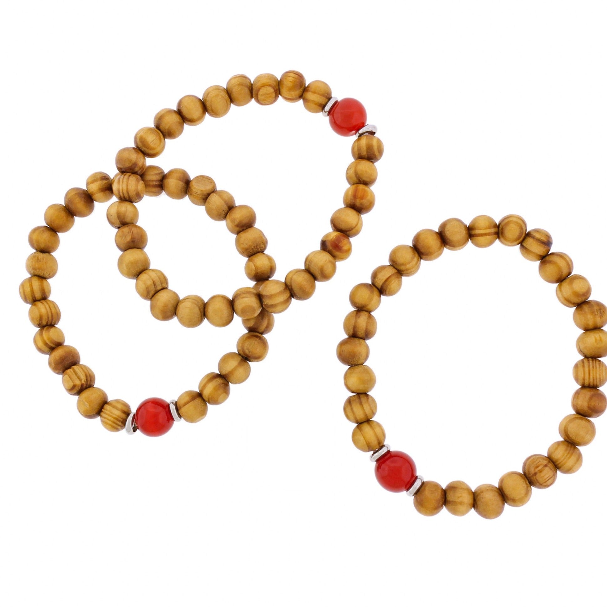 Round Wood Bead Bracelet - 8mm / 56mm - With Focal Bead - Choose Your Color!