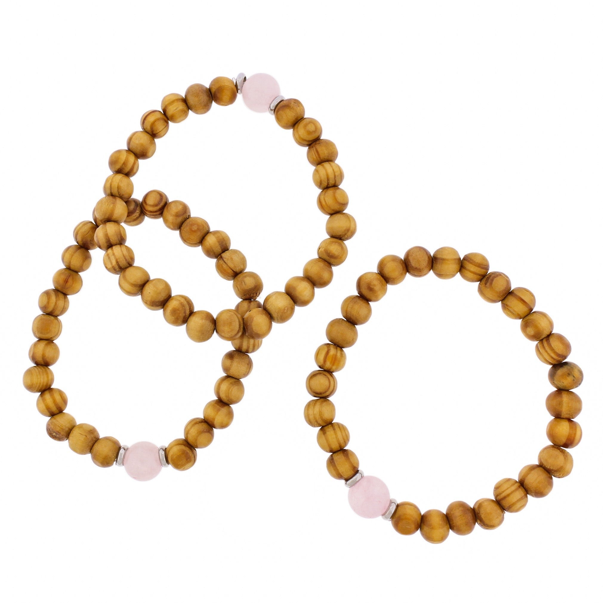 Round Wood Bead Bracelet - 8mm / 56mm - With Focal Bead - Choose Your Color!