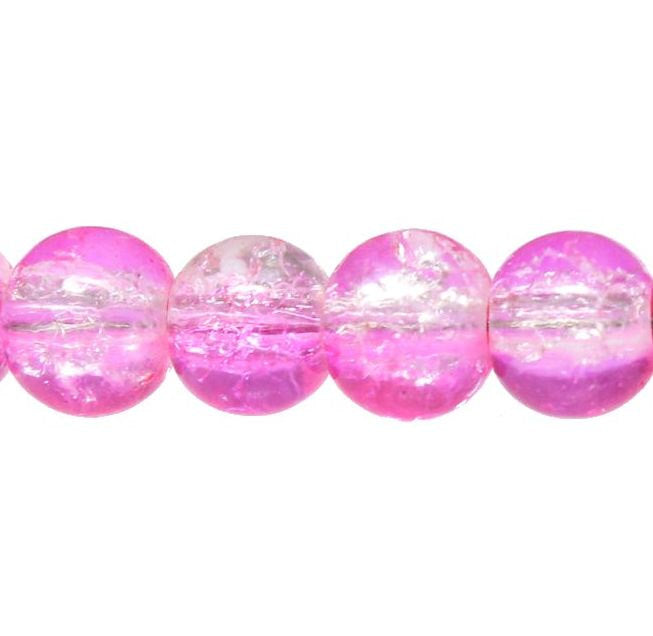 SALE 20 Crackle Glass Beads 6mm - Simply Stunning Pink and Clear - LBD309