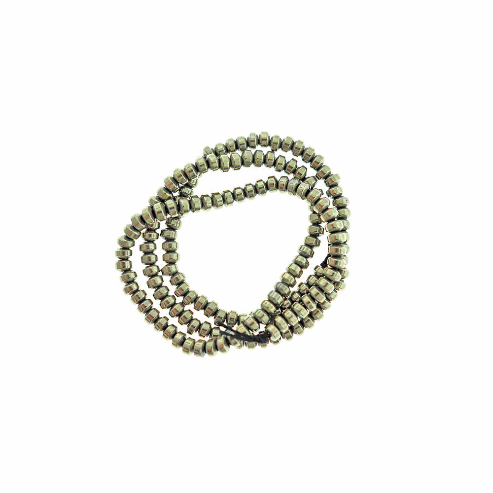 SALE Hematite Beads Electroplated Gold Abacus 4mm x 2.5mm - 1 Strand - Approximately 159 Beads - LBD1175