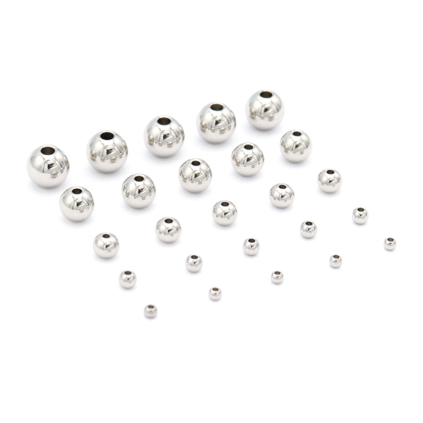 Stainless Steel Polished Beads - 3mm, 4mm, 6mm, 8mm, 10mm - Seamless Round and Shiny!