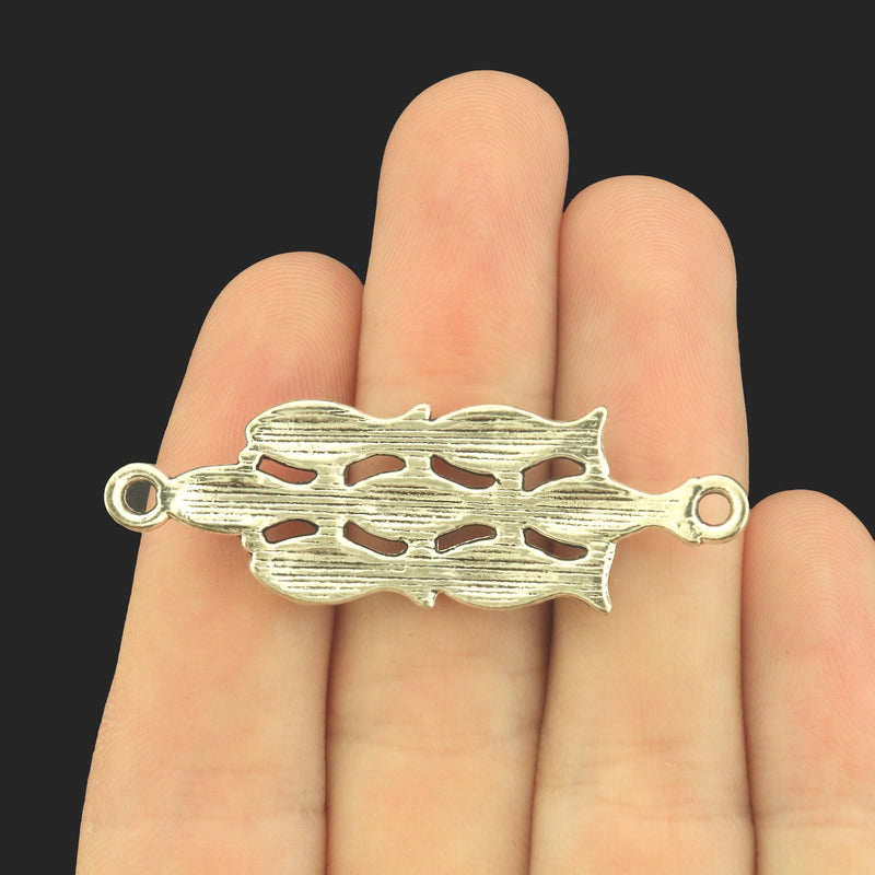 4 School of Fish Connector Antique Silver Tone Charms - SC033