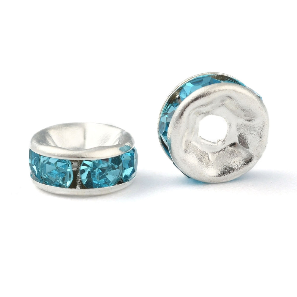 40 Rondelle 6mm Spacer Beads with Inset Rhinestones - Grade A - Choose Your Color!