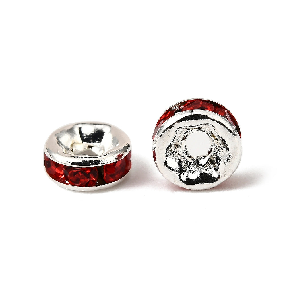 40 Rondelle 6mm Spacer Beads with Inset Rhinestones - Grade A - Choose Your Color!