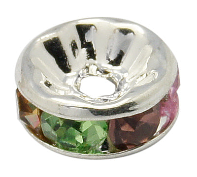 40 Rondelle 6mm Spacer Beads with Inset Rhinestones - Grade A - Choose Your Color!