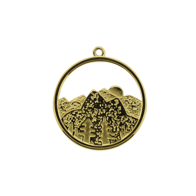 Mountain Gold Tone Stainless Steel Charm - SSP016