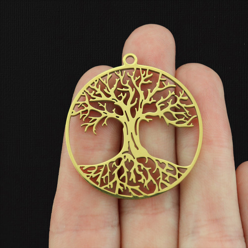 Tree of Life Stainless Steel Charm 2 Sided - Choose Your Tone