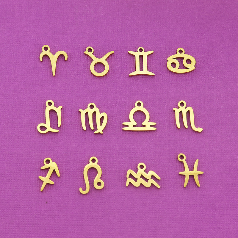Zodiac Symbol Stainless Steel Charms - Choose Your Sign & Tone