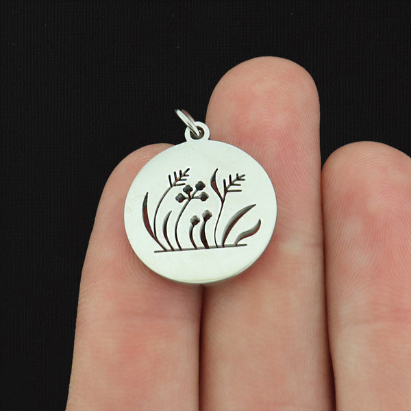 Floral Pendant Stainless Steel Charm - Choose Your Tone