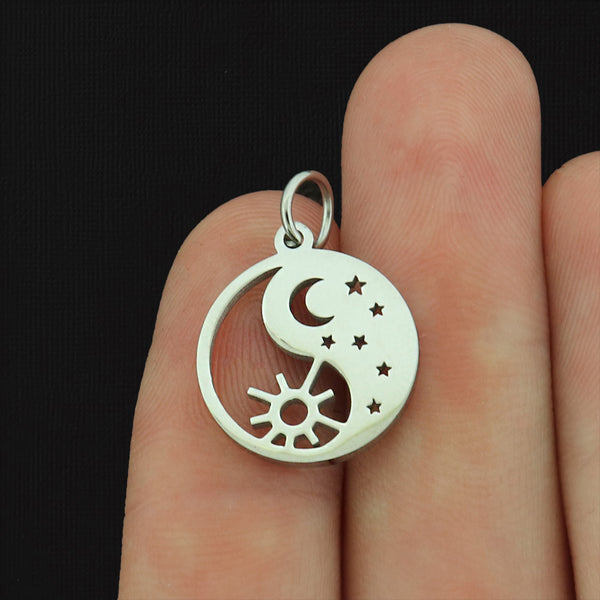 Yin Yang Sun and Moon Stainless Steel Charm - Choose Your Tone