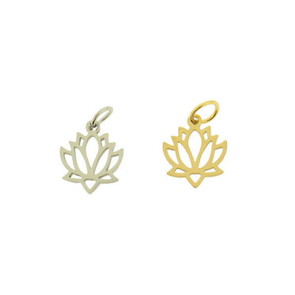 Lotus Stainless Steel Charm 2 Sided - Choose Your Tone