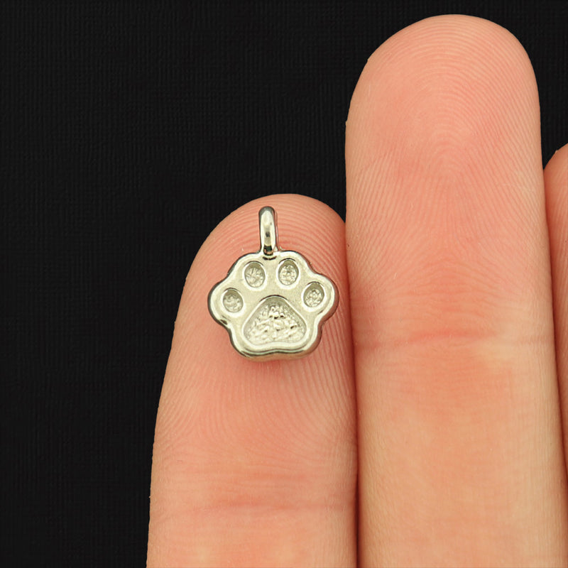 4 Paw Print Stainless Steel Charms - Choose Your Tone
