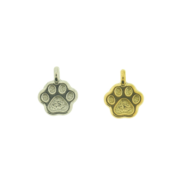 4 Paw Print Stainless Steel Charms - Choose Your Tone