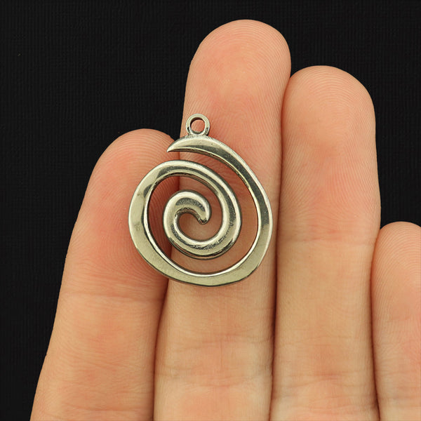 2 Swirl Stainless Steel Charms - SSP729