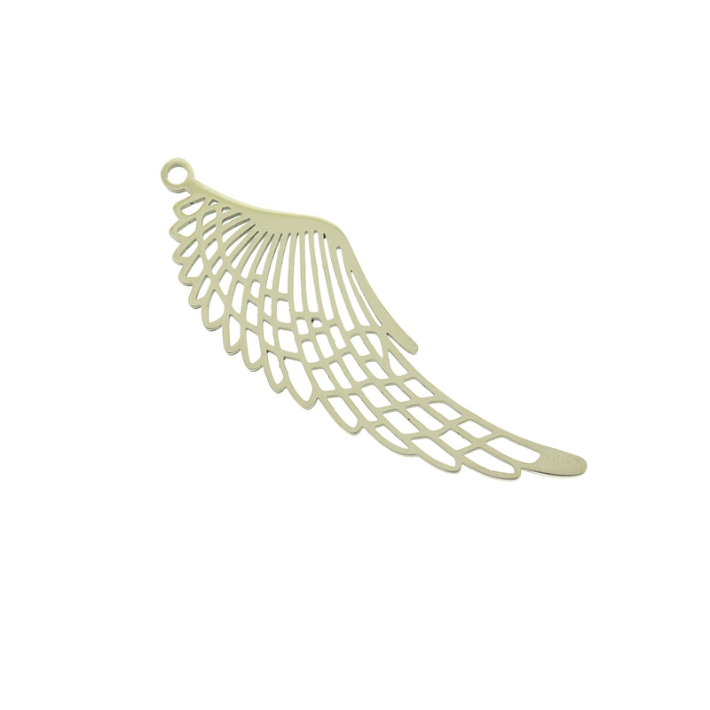 Angel Wing Filigree Silver Tone Stainless Steel Charm 2 Sided - SSP742