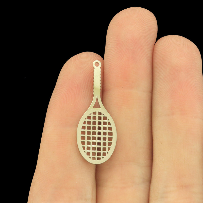 Tennis Racket Stainless Steel Charms - Choose Your Tone!