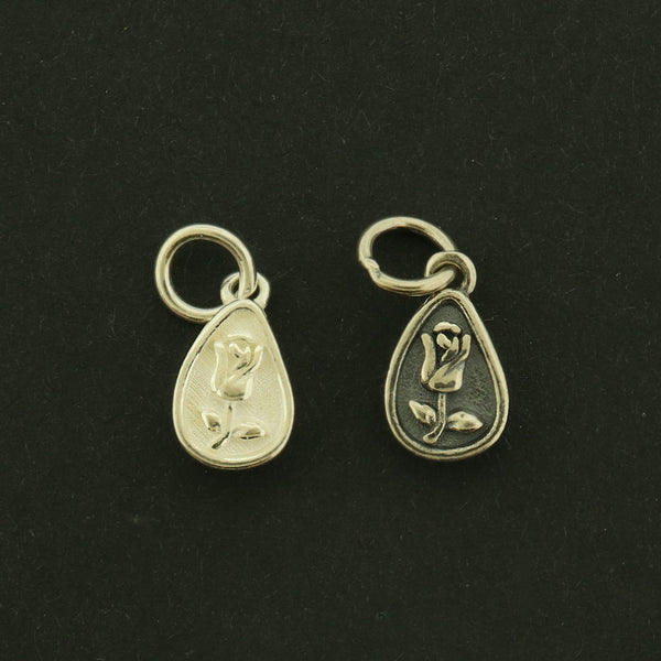 Rose Sterling Silver Charm - Flower Pendant - Choose Your Tone!
