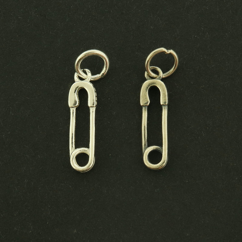 Safety Pin Sterling Silver Charms - Choose Your Finish!