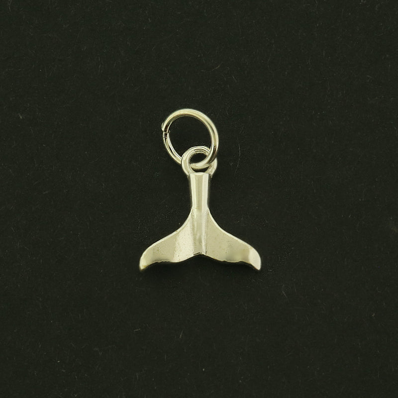 Whale Tail Sterling Silver Charm - Ocean Pendant - ST136