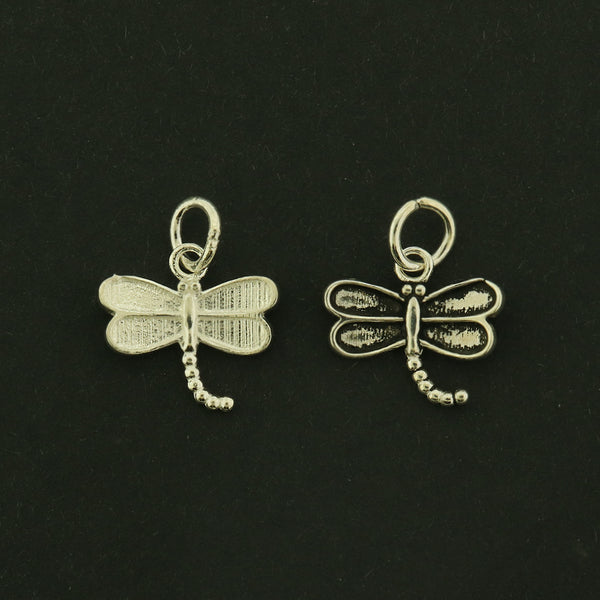 Dragonfly Sterling Silver Charms - Insect Pendant - Choose Your Finish!