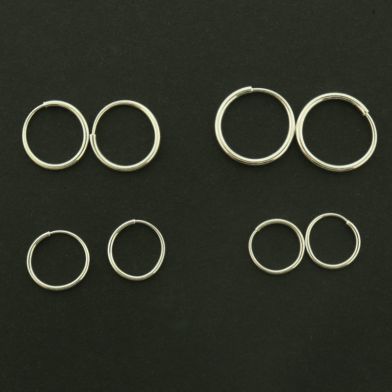 Boucles d'oreilles argentées - Hoop Wires Oval - 59mm x 37mm - 4 pièces 2 paires - Z163