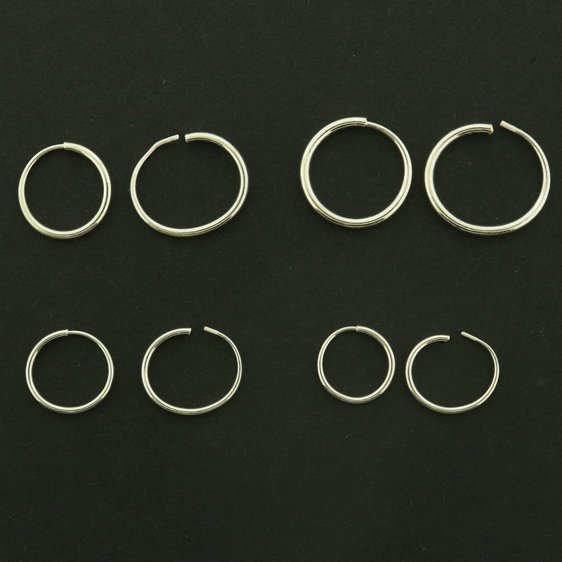 Boucles d'oreilles argentées - Hoop Wires Oval - 59mm x 37mm - 4 pièces 2 paires - Z163