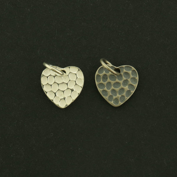 Heart Sterling Silver Charm - Textured Design - Choose Your Tone!