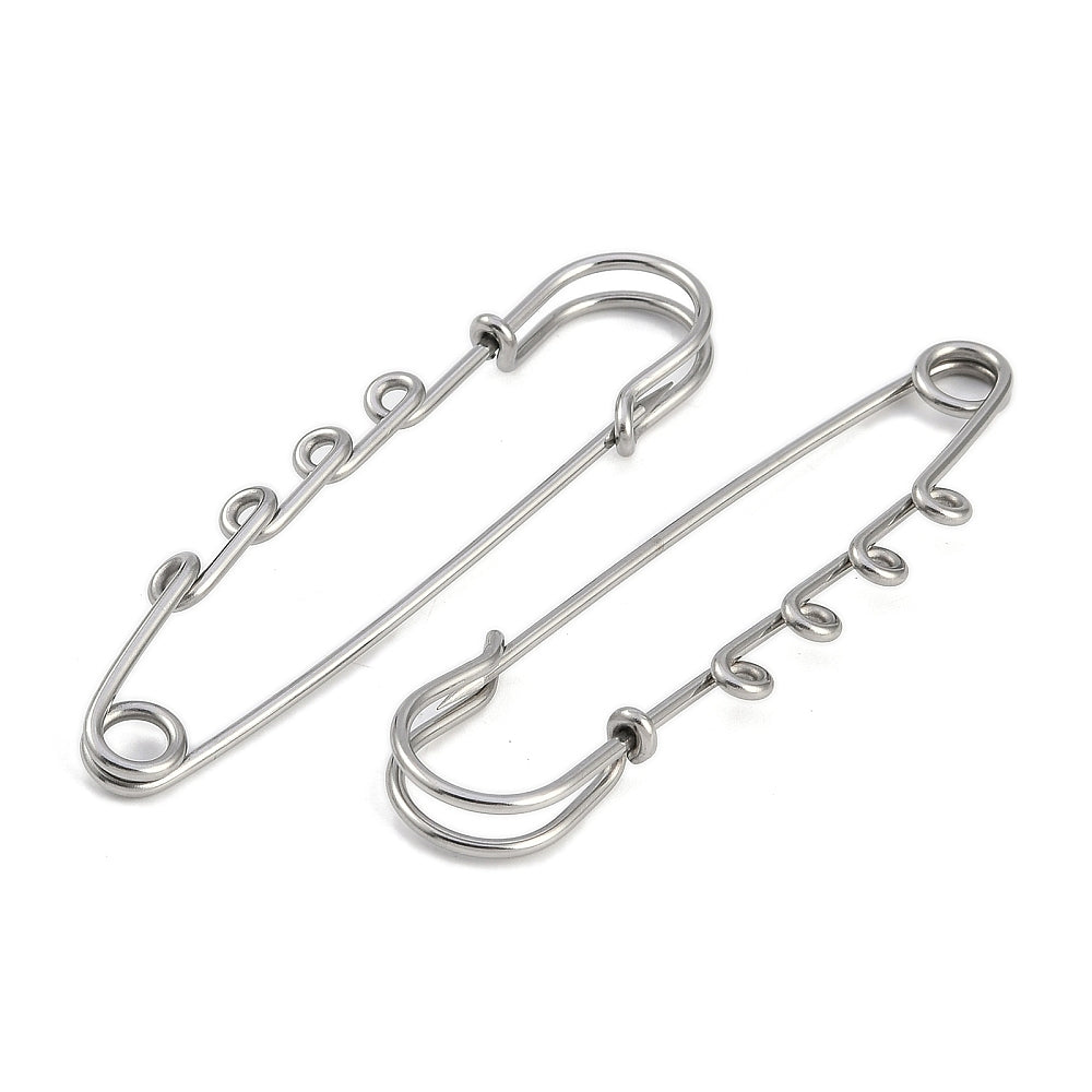 Safety Pin Brooch with Four Holes - Stainless Steel - Choose Your Color!
