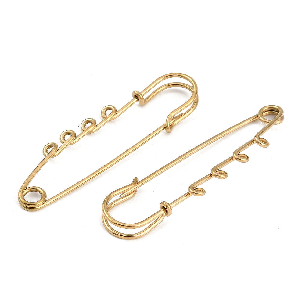 Safety Pin Brooch with Four Holes - Stainless Steel - Choose Your Color!