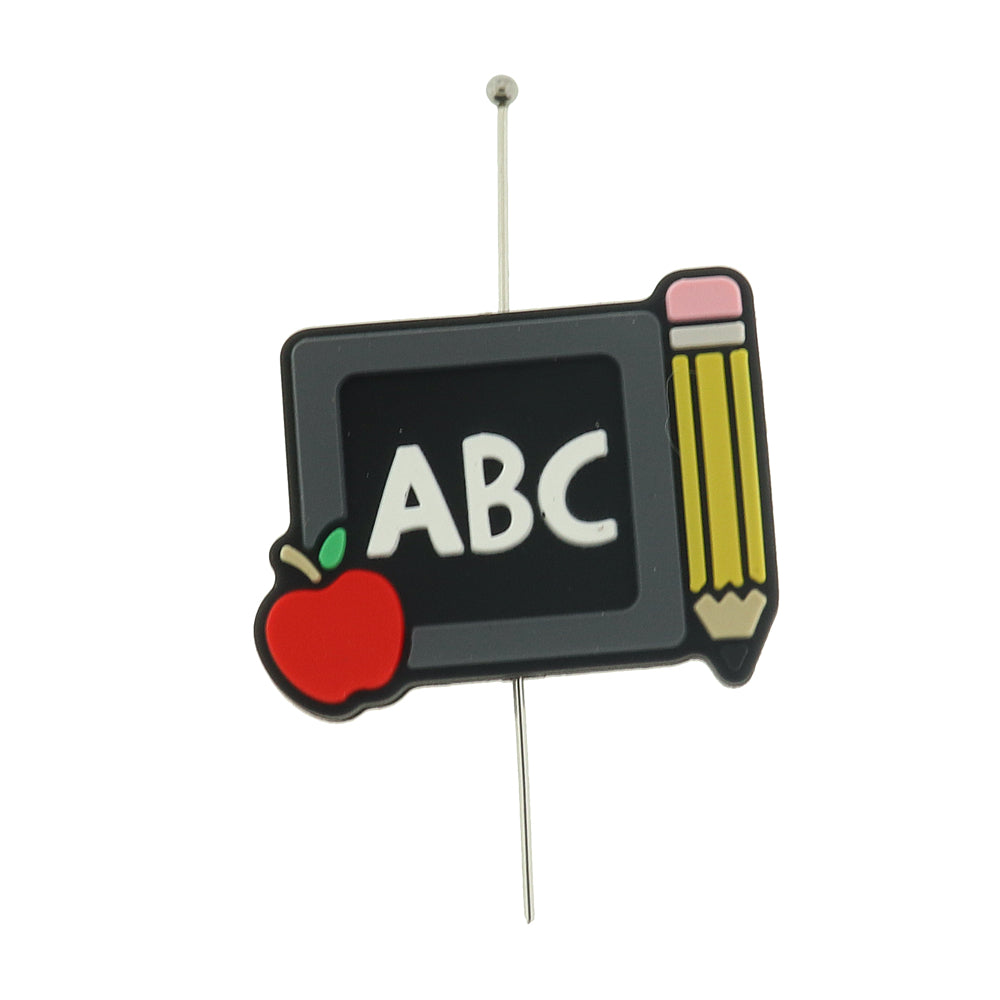 School Silicone Focal Beads - Blackboard Pencil - 5 Beads - BDS035