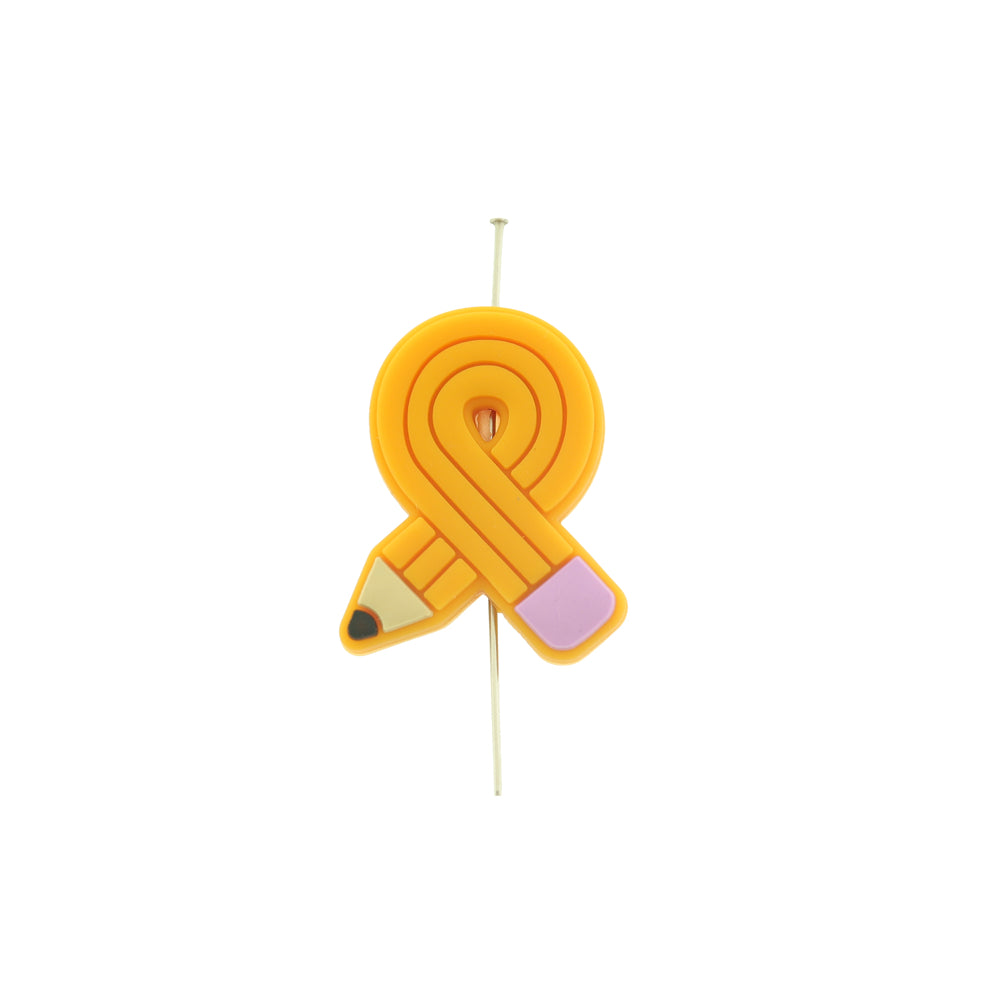 School Silicone Focal Beads - Pencil - 5 Beads - BDS125