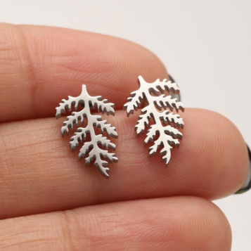 Stainless Steel Earrings - Leaf Studs - 15mm x 8mm - 2 Pieces 1 Pair - Choose Your Tone