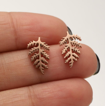 Stainless Steel Earrings - Leaf Studs - 15mm x 8mm - 2 Pieces 1 Pair - Choose Your Tone