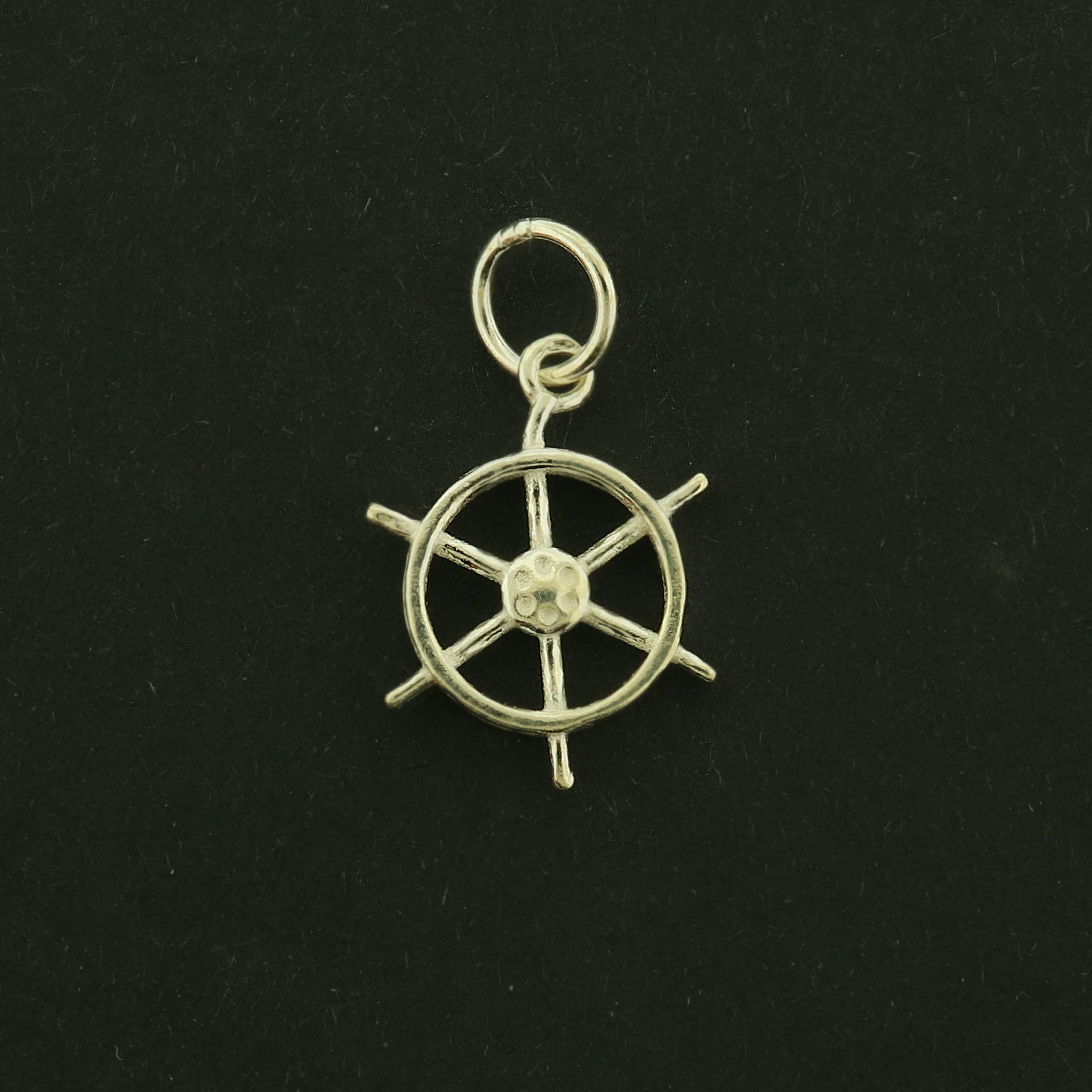 Ship Wheel Sterling Silver Charm - Nautical Pendant - ST139