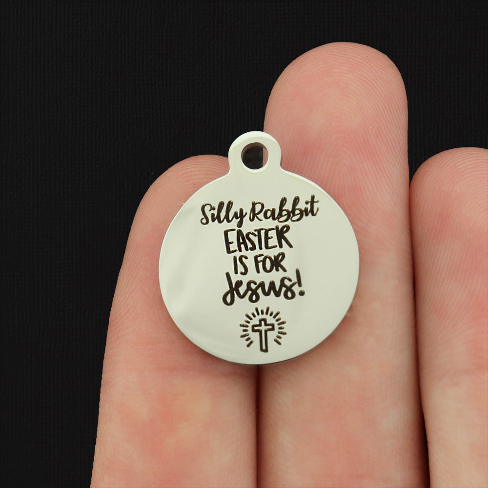 Silly Rabbit Easter is for Jesus Stainless Steel Charms - BFS001-8237