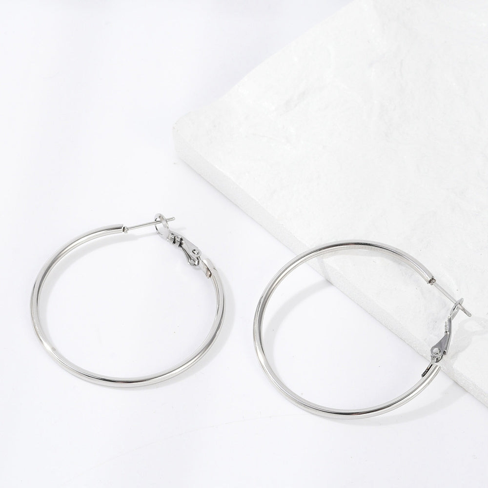 Stainless Steel Hoop Earrings - 1 Pair - Choose Your Size & Tone!