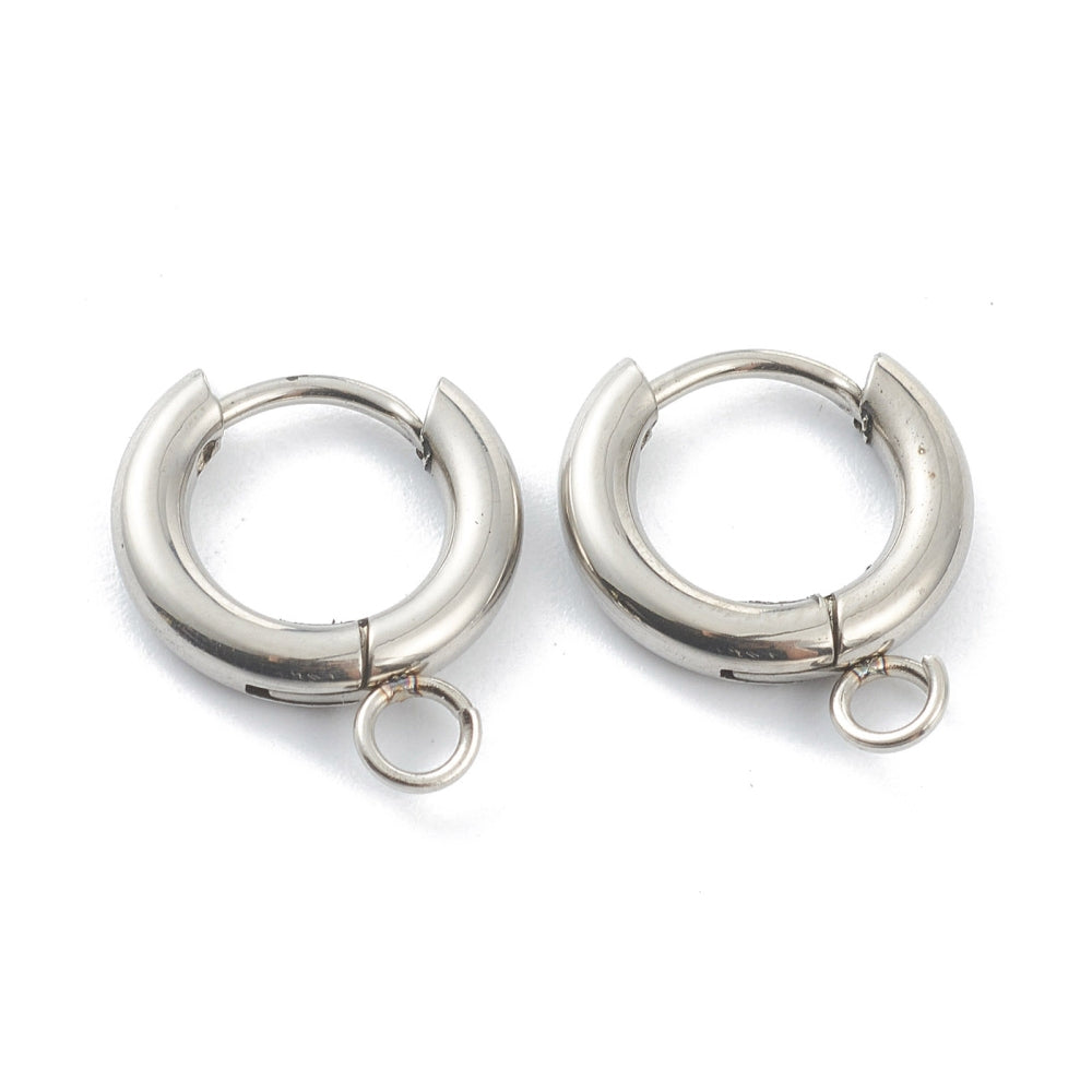 Boucles d'oreilles créoles en acier inoxydable - Fermoir arrière 40 mm - 2 pièces 1 paire - Z105