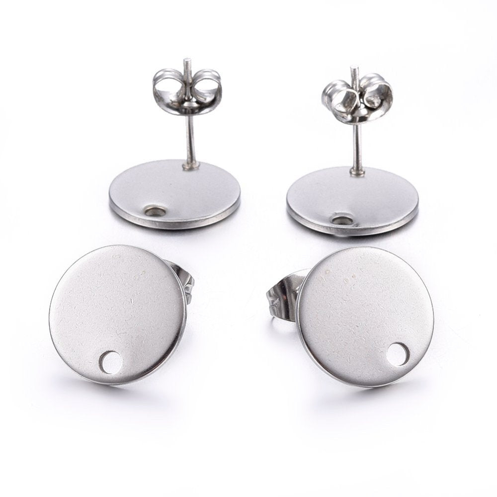 Boucles d'oreilles créoles en acier inoxydable - Fermoir arrière 40 mm - 2 pièces 1 paire - Z105