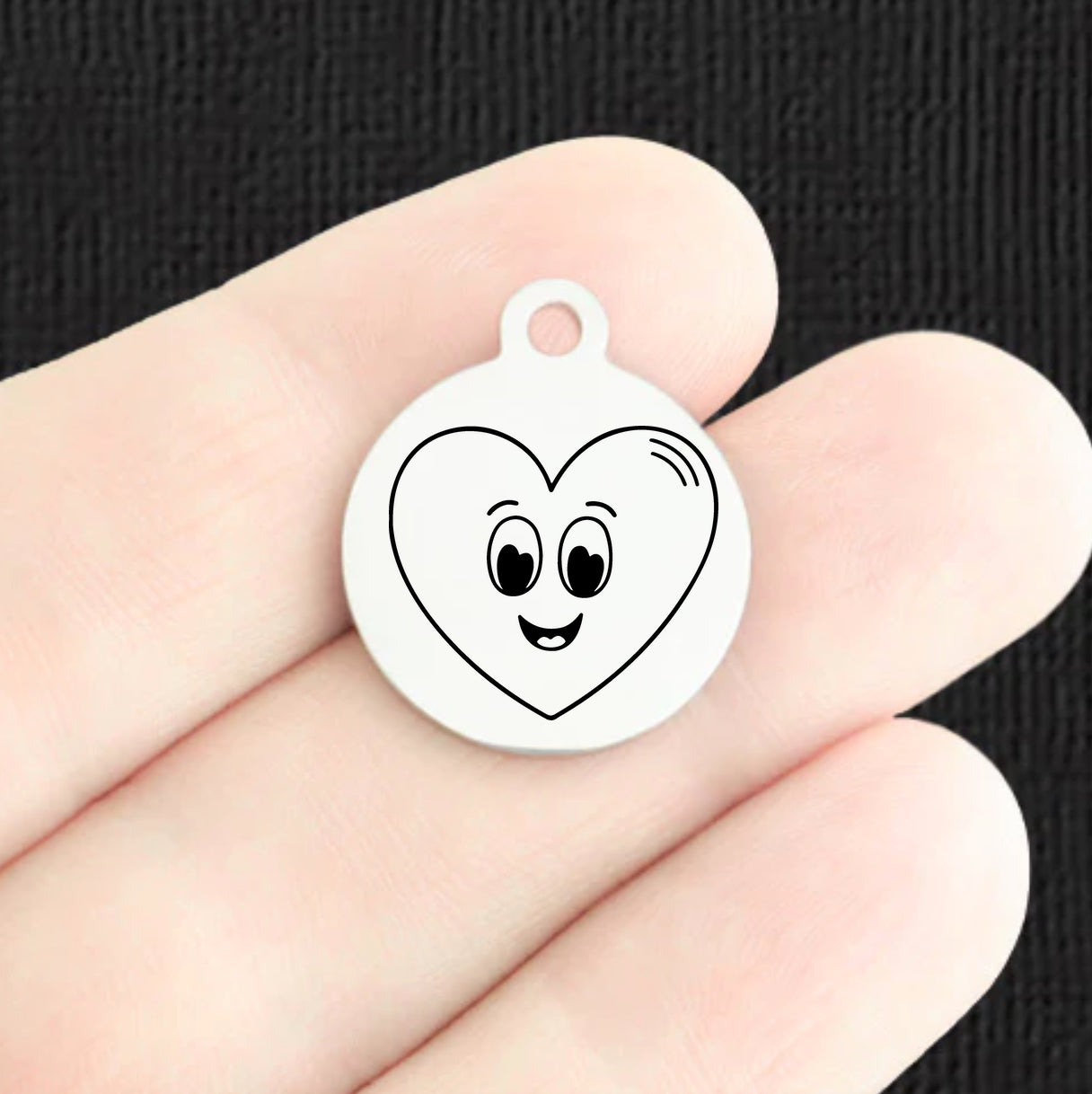Smiling Heart Stainless Steel Charms - BFS001-8404