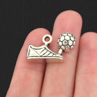 4 Soccer Antique Silver Tone Charms - SC901
